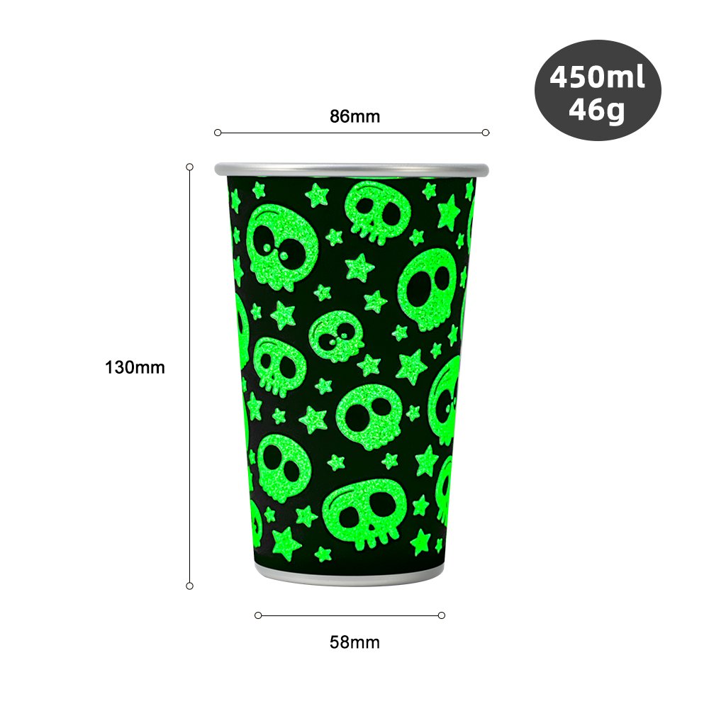 450ml Glow in dark and Color active Helloween Aluminum Cup