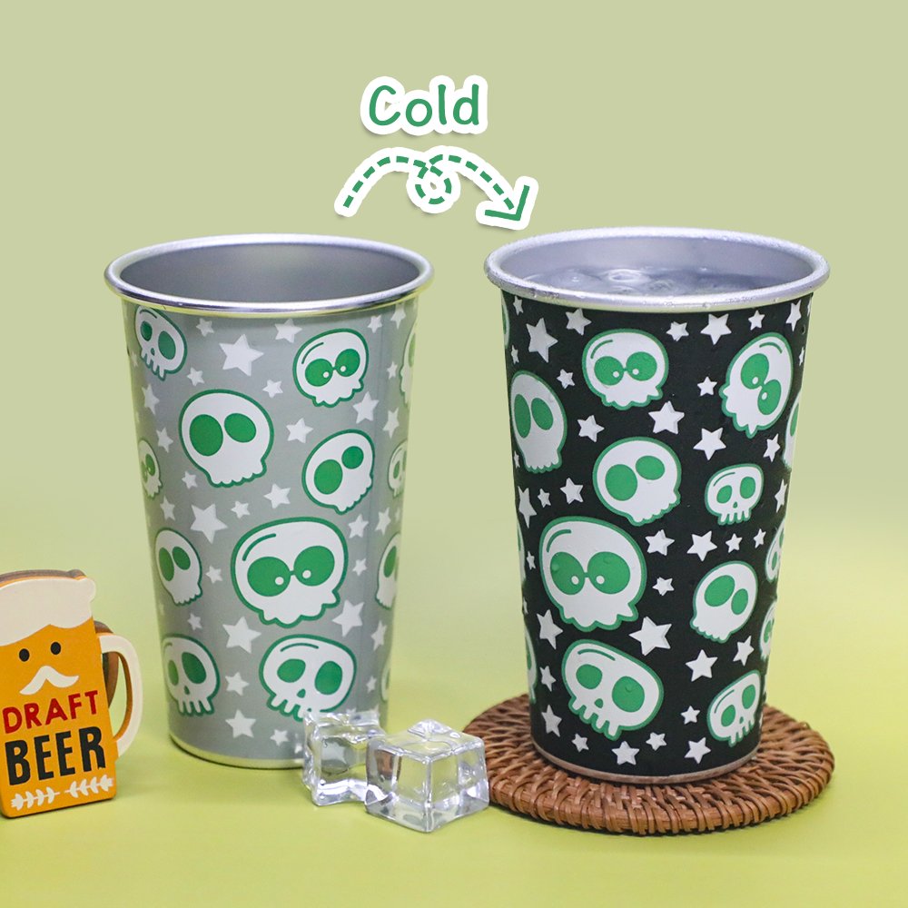 450ml Glow in dark and Color active Helloween Aluminum Cup