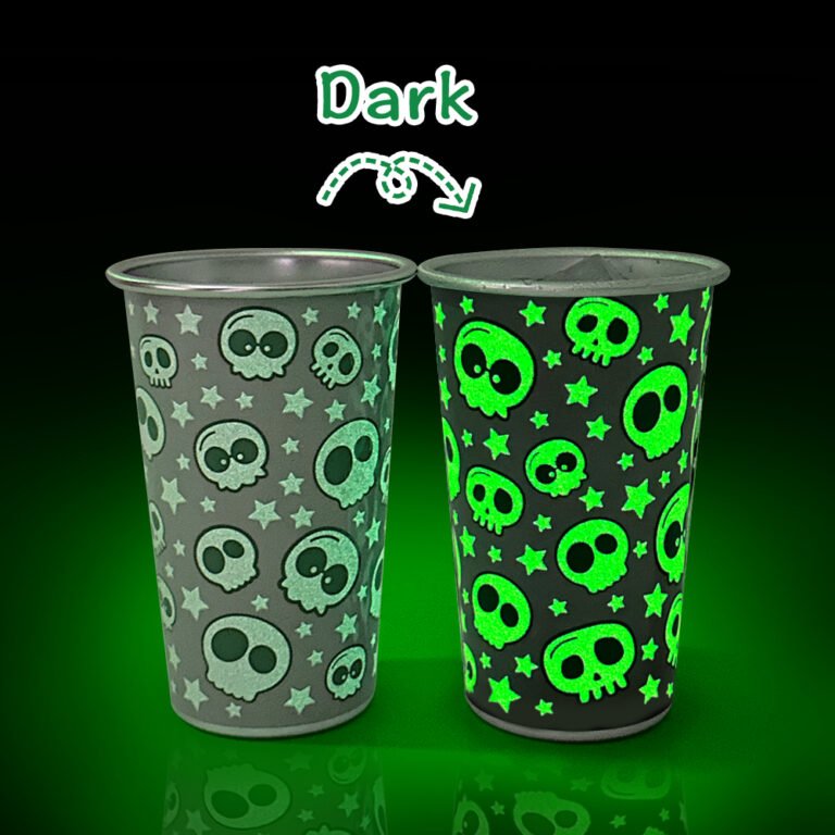 450ml Glow in dark and Color active Helloween Aluminum Cup