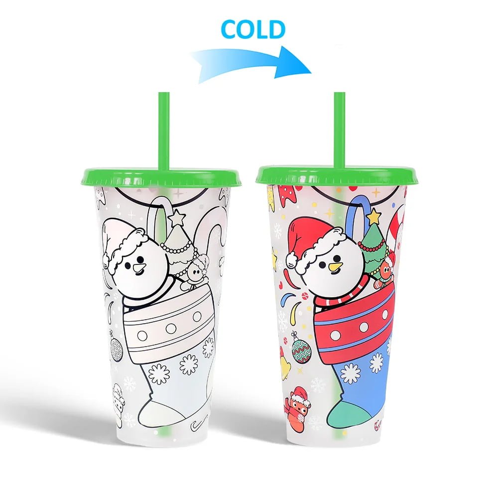 710ml 24oz Christmas cold changing Plastic Cup