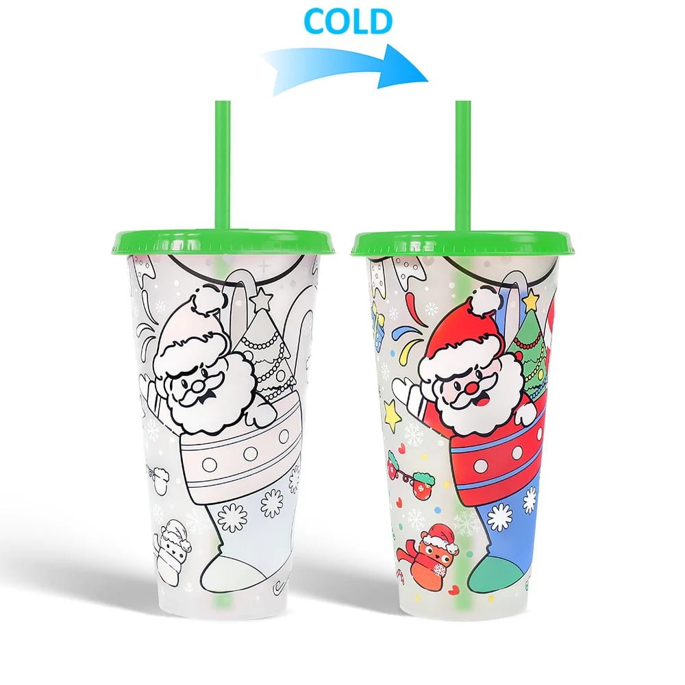 710ml 24oz Christmas cold changing Plastic Cup