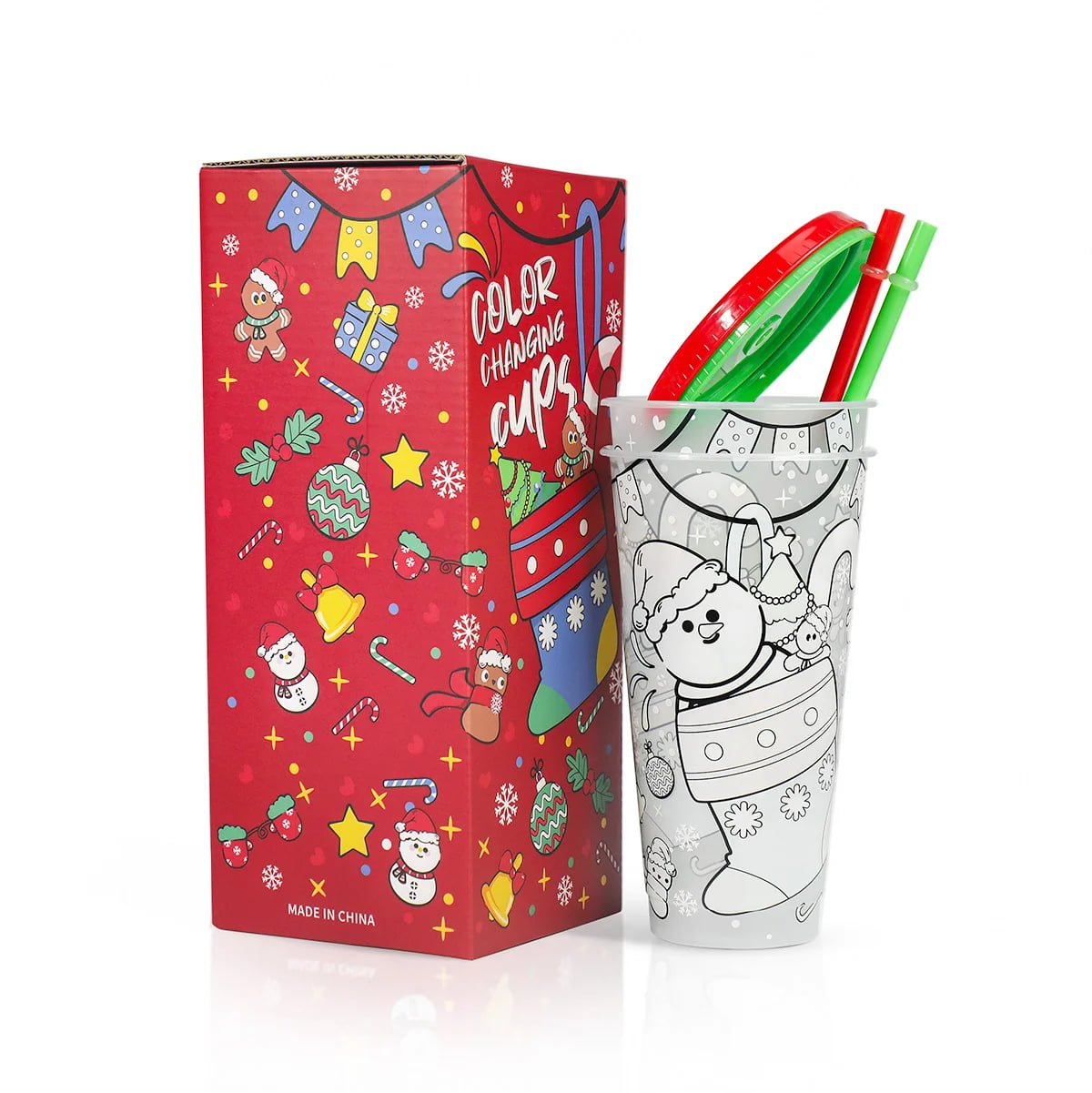 710ml 24oz Christmas cold changing Plastic Cup