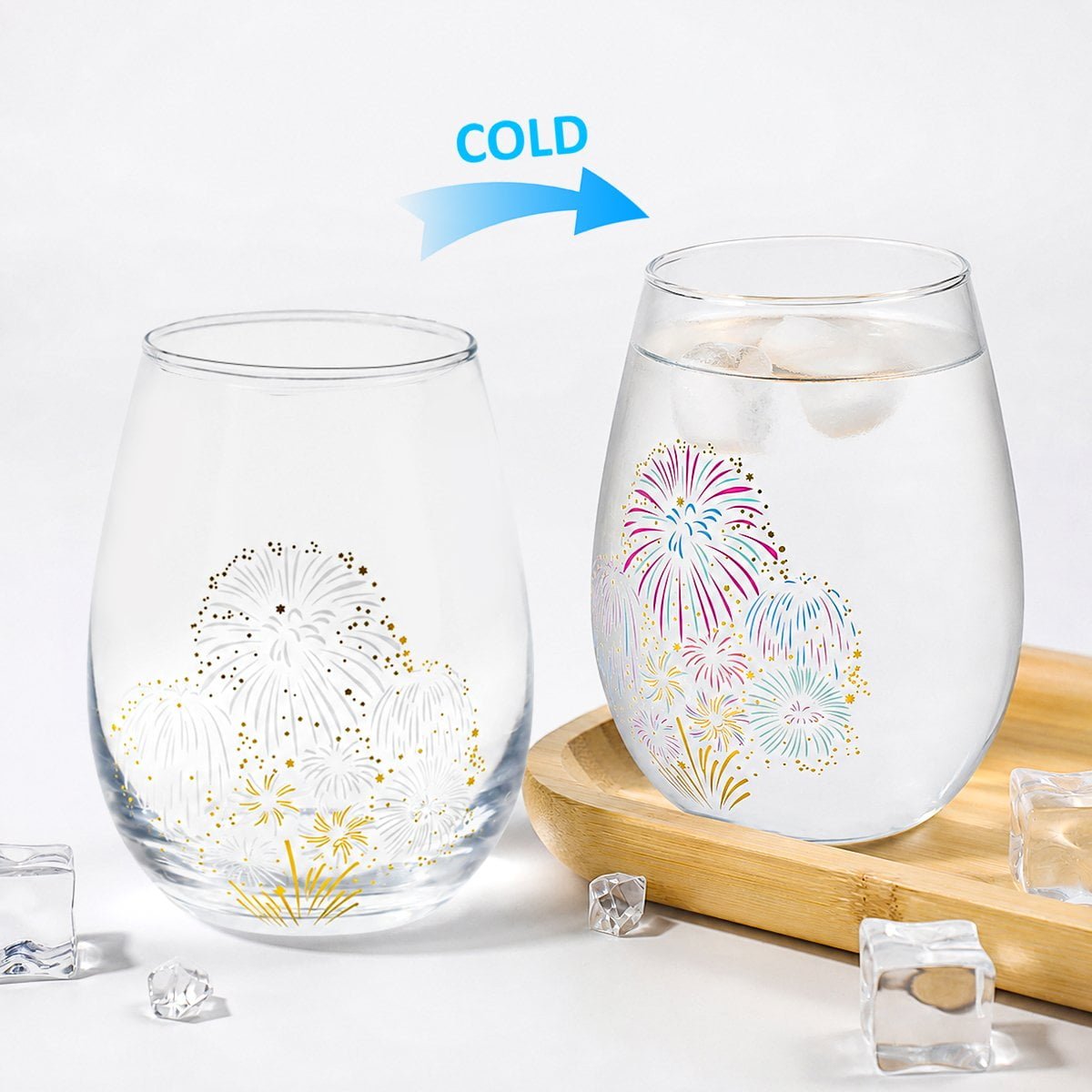 350ml Egg shape cold changing glass cup for festival