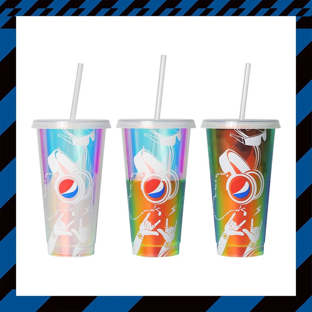 710ml  PET Holographic Cup with lid and straw