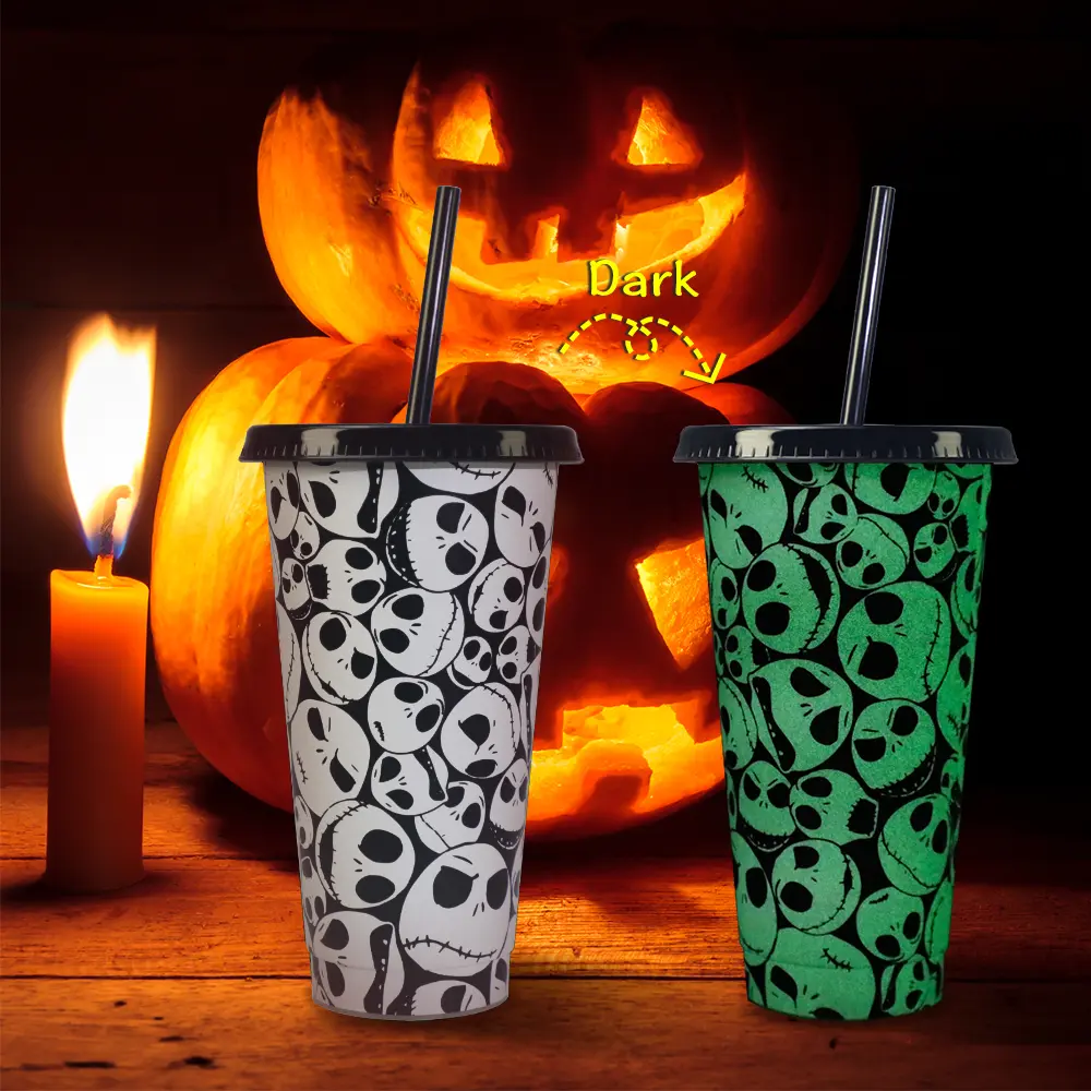 24oz glow in dark plastic cup for Helloween