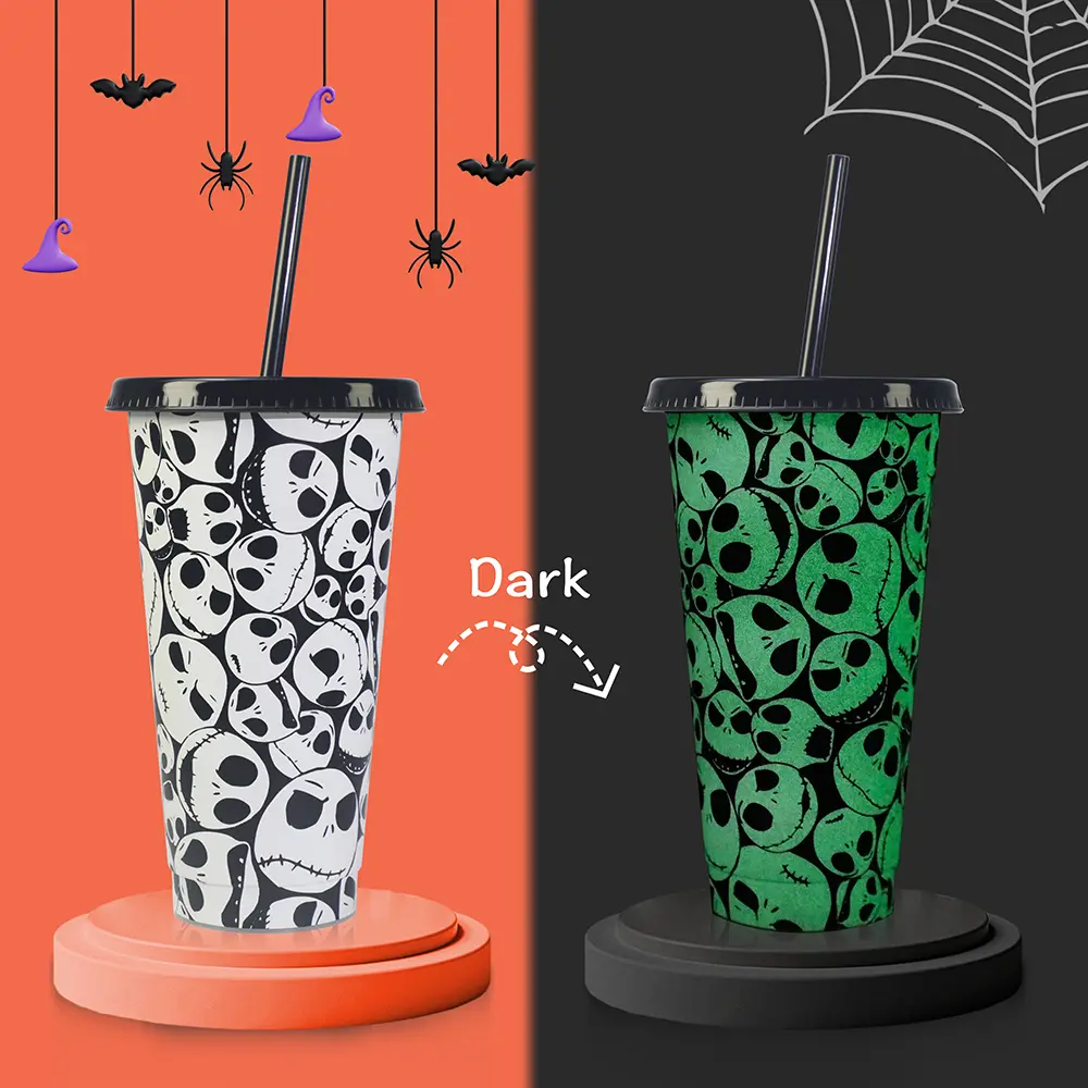 24oz glow in dark plastic cup for Helloween