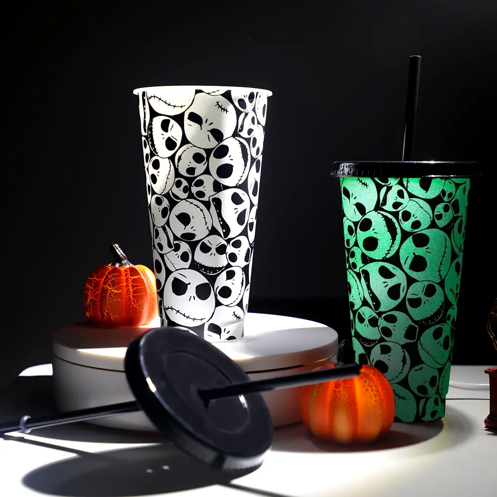 24oz glow in dark plastic cup for Helloween
