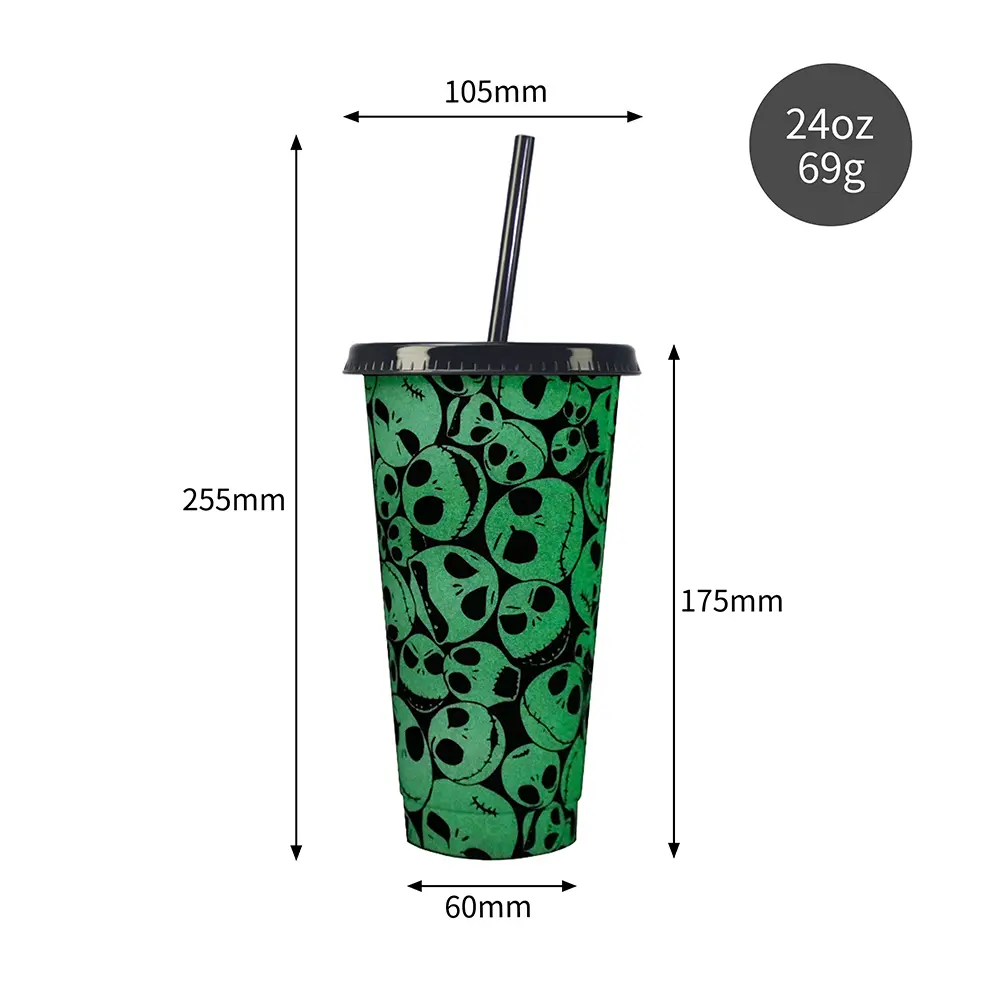 24oz glow in dark plastic cup for Helloween